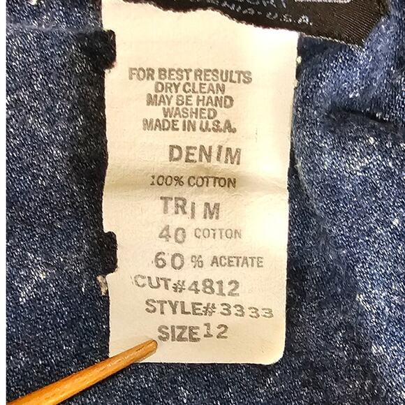 PG Collection Ginger Bolt vintage denim dress sz12 blue stonewash western 80s - Picture 7 of 12